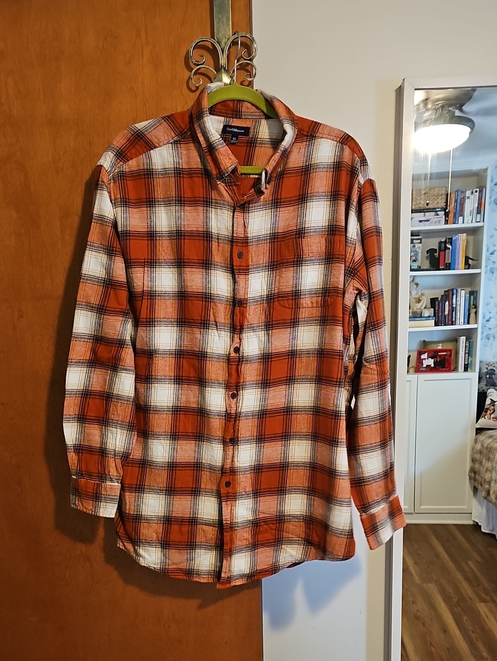 Croft & Barrow Orange and White Plaid Button-Down Shirt
